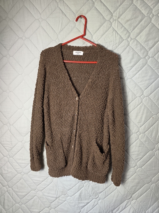 Zenana Outfitters Sweaters - Zenana Outfitters Brown Cozy Popcorn Knit Button-Front Sweater Sz XL